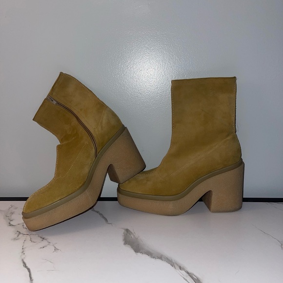 Free People Suede Ankle Sock Platform Booties Camel Size 40EUR US 10 - Picture 4 of 7